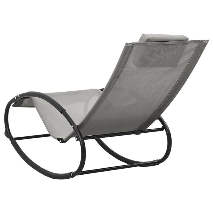 Chaise longue avec oreiller Acier et textilène Gris – Image 3