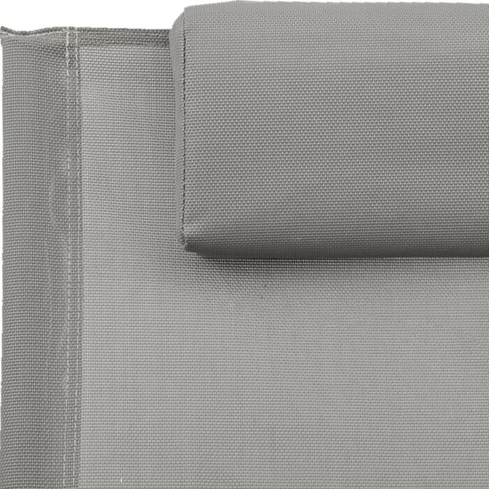 Chaise longue avec oreiller Acier et textilène Gris – Image 4