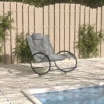 Chaise longue avec oreiller Acier et textilène Gris