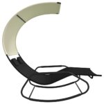 Chaise longue double à bascule avec auvent Noir et crème – Image 2
