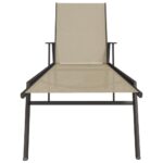 Chaise longue acier et tissu textilène crème – Image 2