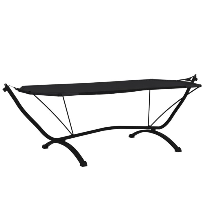 Lit de repos d'extérieur avec auvent Noir Acier et tissu Oxford – Image 3