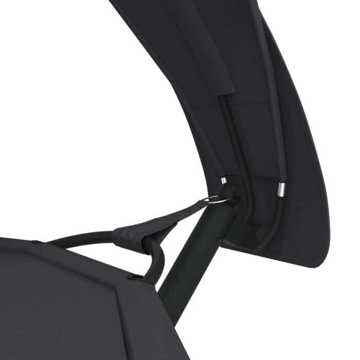 Lit de repos d'extérieur avec auvent Noir Acier et tissu Oxford – Image 4