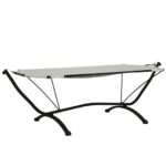 Lit de repos d'extérieur et auvent Crème Acier et tissu Oxford – Image 3