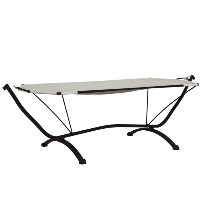 Lit de repos d'extérieur et auvent Crème Acier et tissu Oxford – Image 3