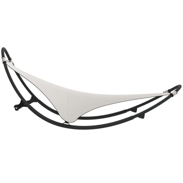 Chaise longue à bascule avec roues Acier et textilène Crème – Image 2