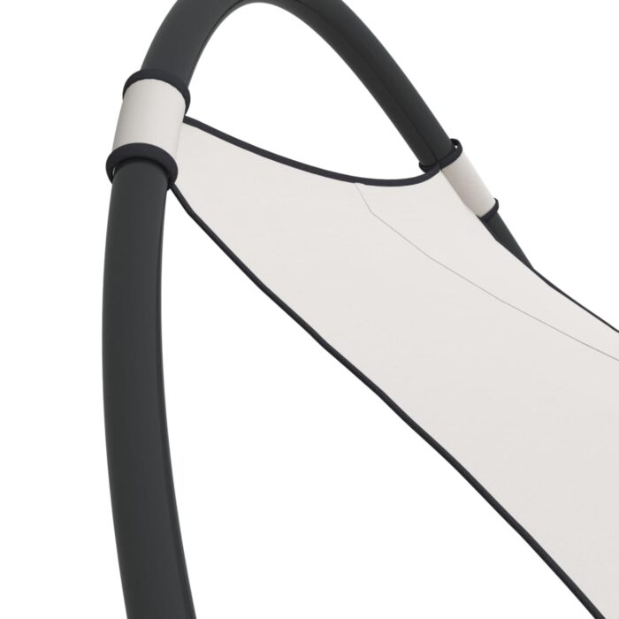 Chaise longue à bascule avec roues Acier et textilène Crème – Image 3