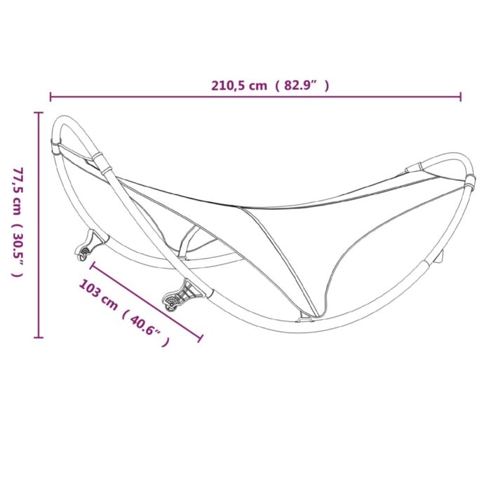 Chaise longue à bascule avec roues Acier et textilène Crème – Image 4