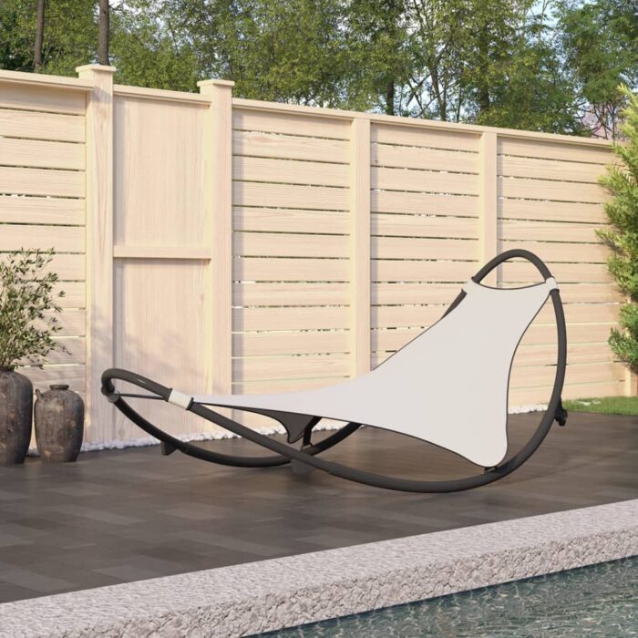 VXL8720286672068_m_en_hd_1.jpg Chaise longue à bascule avec roues Acier et textilène Crème – Image 1