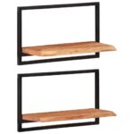 Étagères murales 2 pcs 60x25x35 cm Bois d'acacia et acier – Image 10