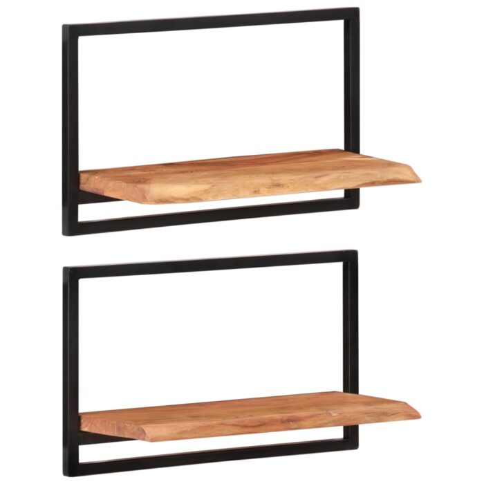 Étagères murales 2 pcs 60x25x35 cm Bois d'acacia et acier – Image 10