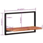 Étagères murales 2 pcs 60x25x35 cm Bois d'acacia et acier – Image 6