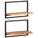 Étagères murales 2 pcs 60x25x35 cm Bois d'acacia et acier – Image 8