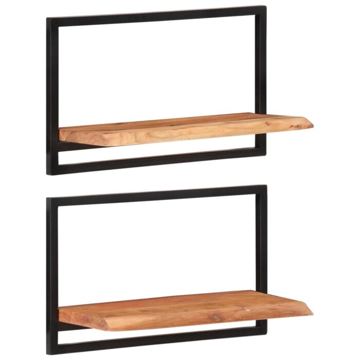 Étagères murales 2 pcs 60x25x35 cm Bois d'acacia et acier – Image 8