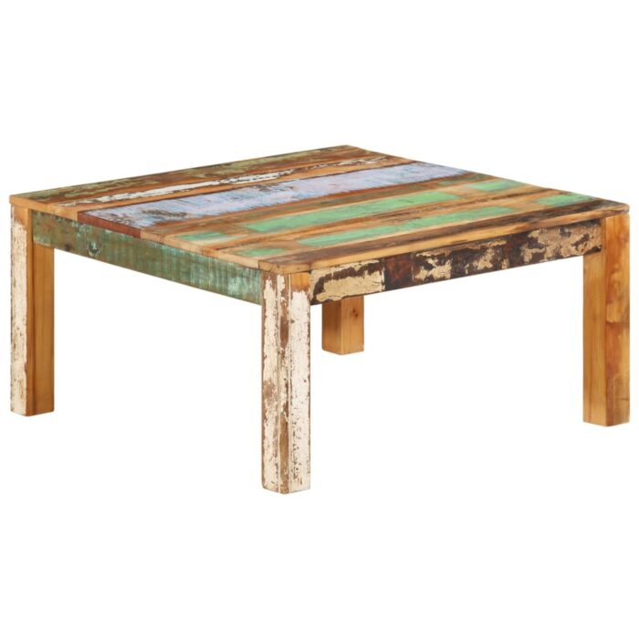 Table basse 80x80x40 cm Bois de récupération massif – Image 7