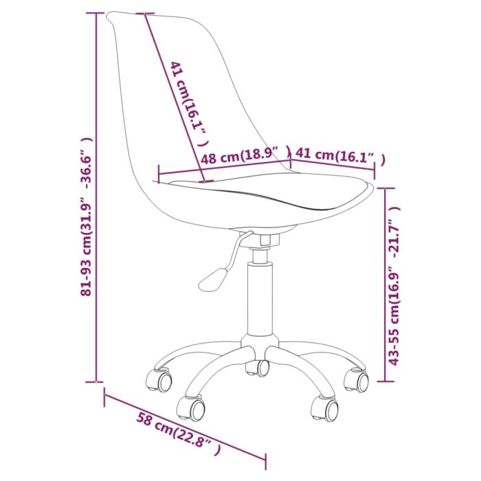 Chaises pivotantes à manger lot de 2 Rouge bordeaux Tissu – Image 7