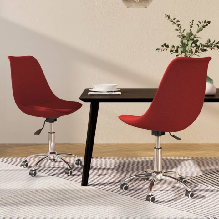 Chaises pivotantes à manger lot de 2 Rouge bordeaux Tissu – Image 1
