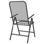 Chaises pliables jardin lot de 2 Maille métallique Anthracite – Image 4