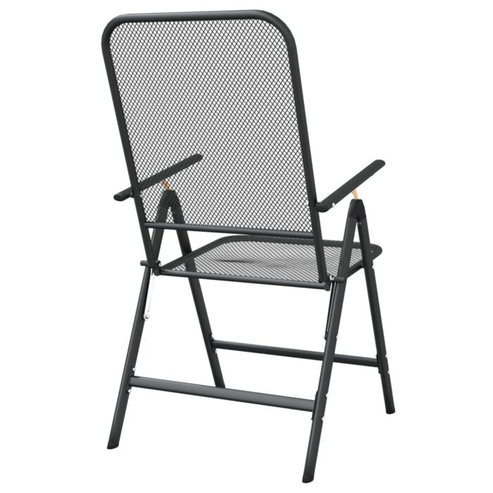 Chaises pliables jardin lot de 2 Maille métallique Anthracite – Image 4