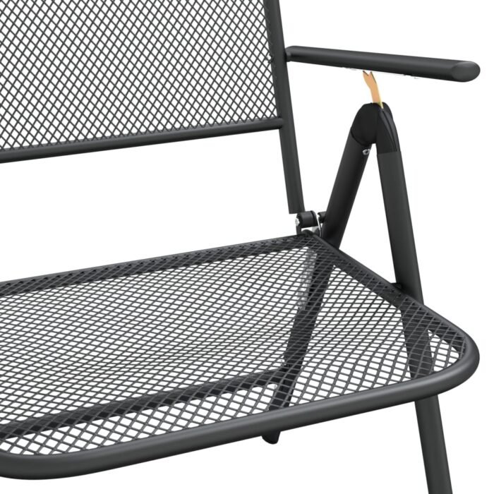 Chaises pliables jardin lot de 2 Maille métallique Anthracite – Image 6