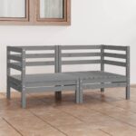 Canapé à 2 places de jardin Gris Bois de pin solide