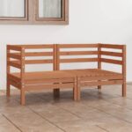 Canapé à 2 places de jardin Marron miel Bois de pin solide