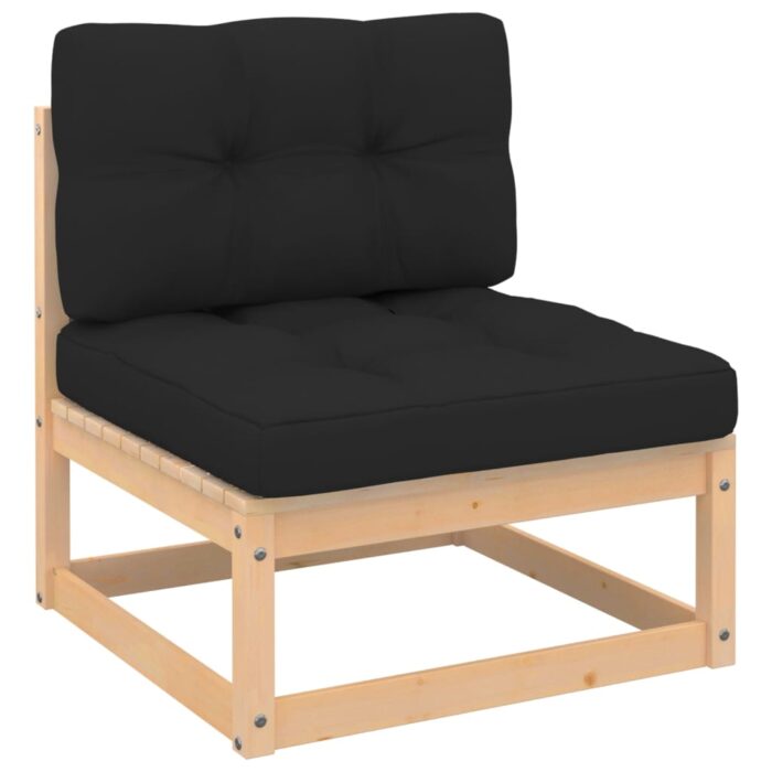 Salon de jardin 3 pcs avec coussins Bois de pin massif – Image 3