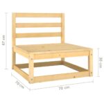 Salon de jardin 3 pcs avec coussins Bois de pin massif – Image 8