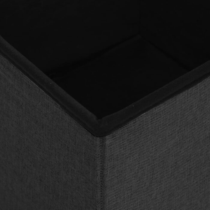 Tabouret de rangement pliable Noir Faux lin – Image 4