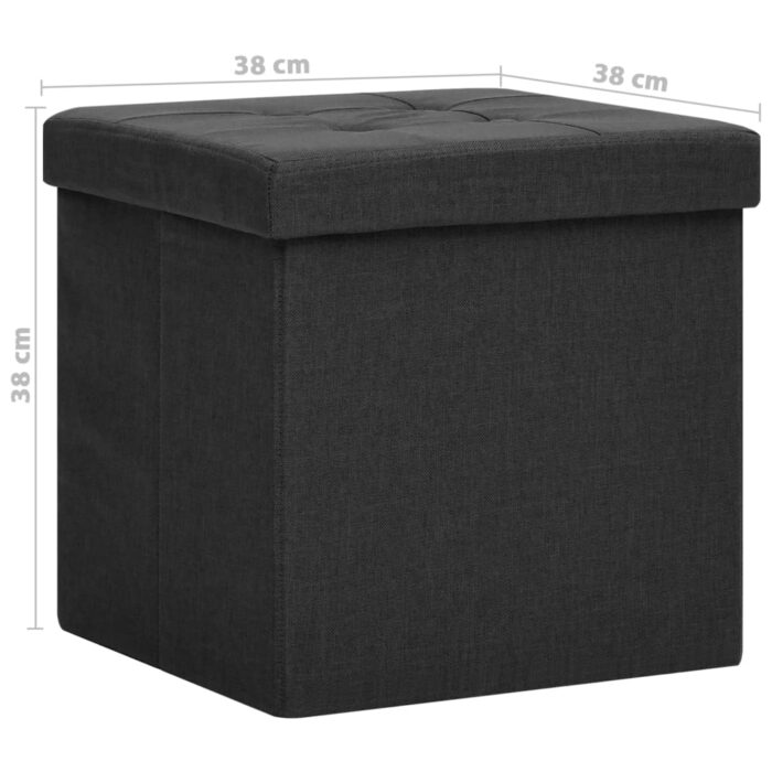 Tabouret de rangement pliable Noir Faux lin – Image 6