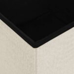 Tabouret de rangement pliable Blanc crème Faux lin – Image 4