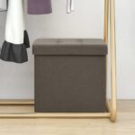 Tabouret de rangement pliable Marron Faux lin
