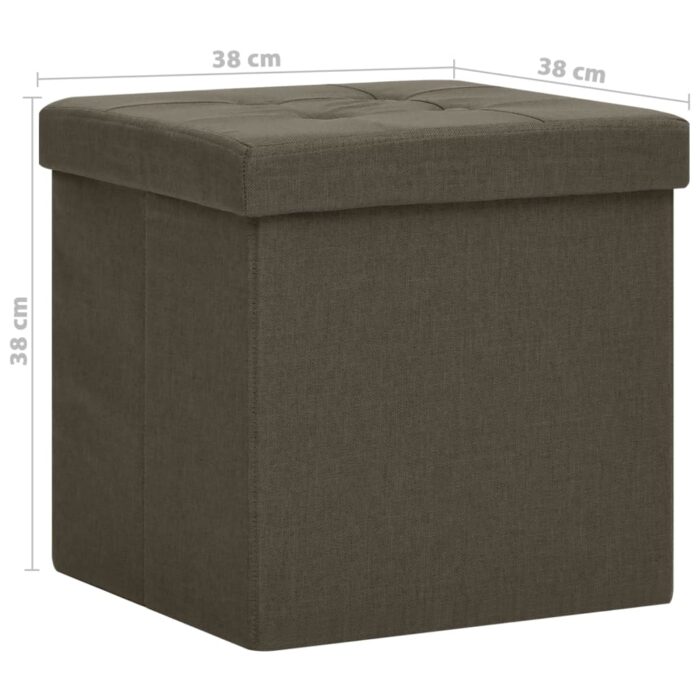 Tabouret de rangement pliable Marron foncé Faux lin – Image 6