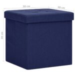 Tabouret de rangement pliable Bleu Faux lin – Image 6