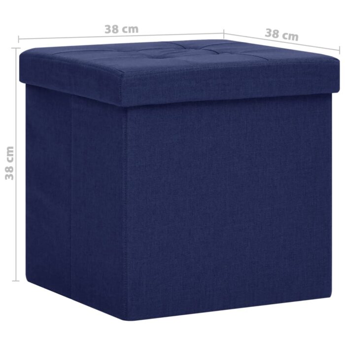 Tabouret de rangement pliable Bleu Faux lin – Image 6