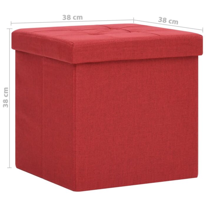 Tabouret de rangement pliable Rouge bordeaux Faux lin – Image 6