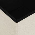 Tabourets de rangement pliables lot de 2 blanc crème Faux lin – Image 5