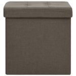 Tabourets de rangement pliables lot de 2 marron faux lin – Image 2