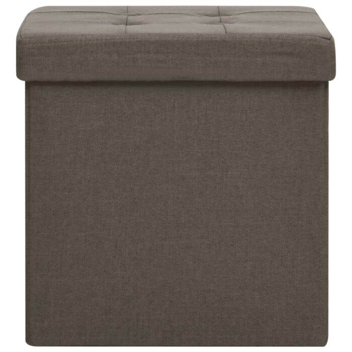 Tabourets de rangement pliables lot de 2 marron faux lin – Image 2