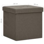 Tabourets de rangement pliables lot de 2 marron faux lin – Image 7