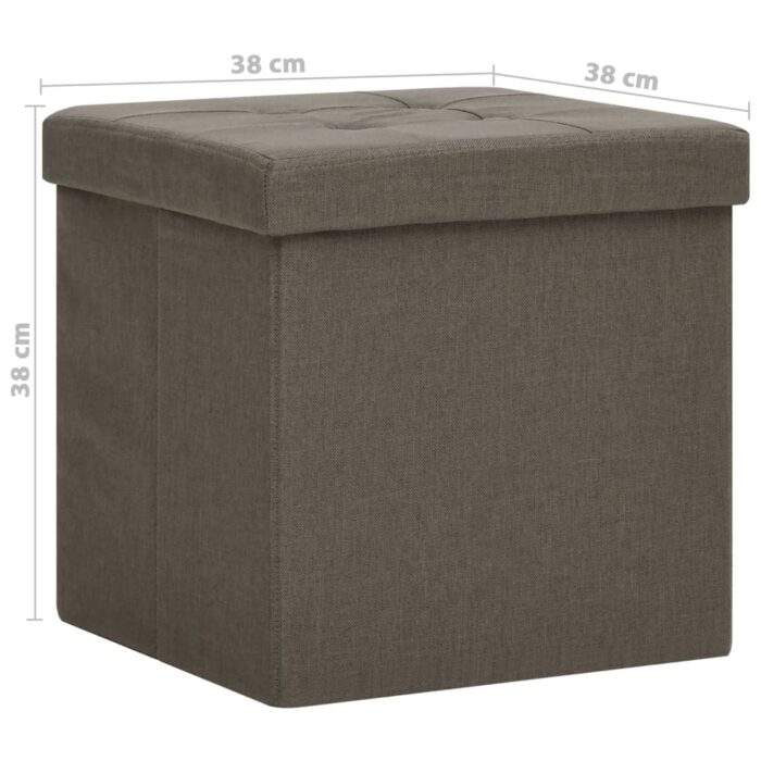 Tabourets de rangement pliables lot de 2 marron faux lin – Image 7
