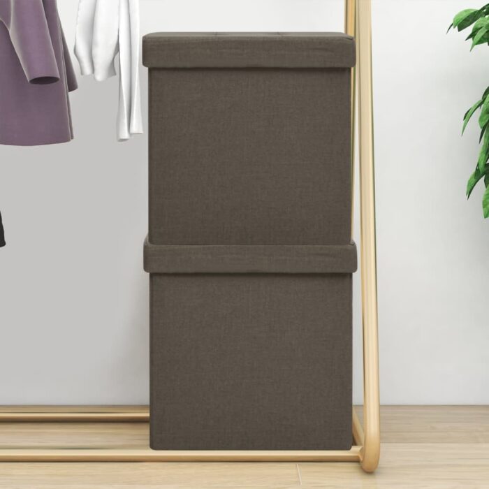 VXL8720286697030_m_en_hd_1.jpg Tabourets de rangement pliables lot de 2 marron faux lin – Image 1
