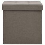 Tabourets de rangement pliables lot de 2 taupe faux lin – Image 2