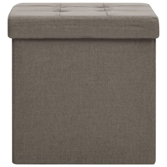 Tabourets de rangement pliables lot de 2 taupe faux lin – Image 2