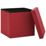 Tabouret de rangement pliable Rouge bordeaux PVC – Image 2