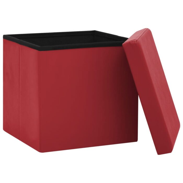 Tabouret de rangement pliable Rouge bordeaux PVC – Image 2