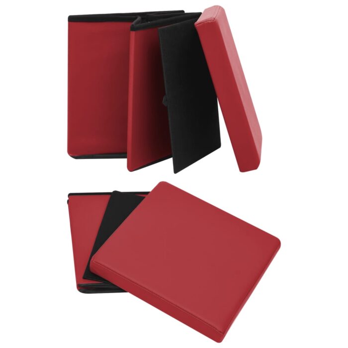 Tabouret de rangement pliable Rouge bordeaux PVC – Image 3