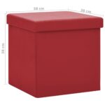 Tabouret de rangement pliable Rouge bordeaux PVC – Image 6