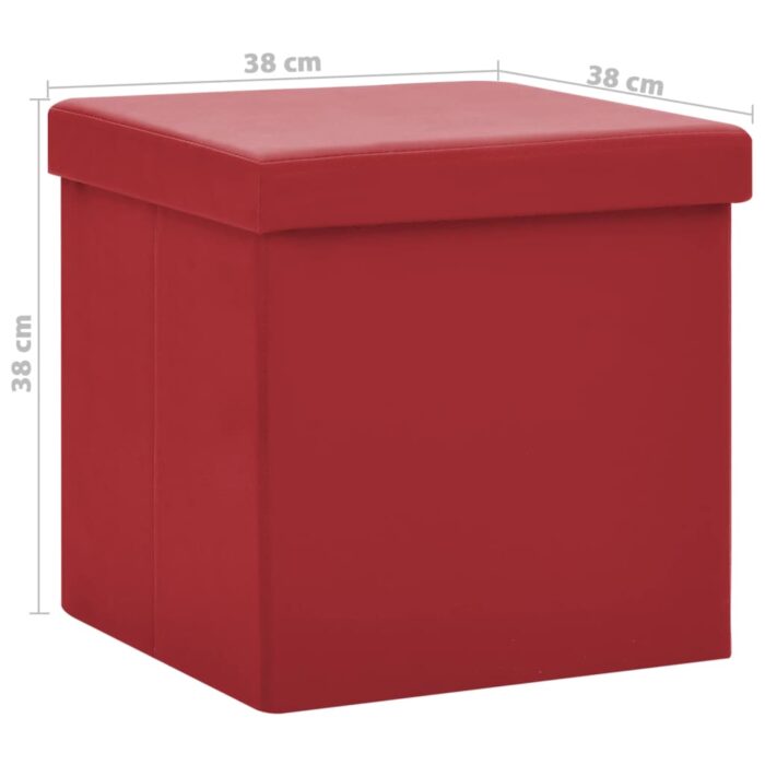 Tabouret de rangement pliable Rouge bordeaux PVC – Image 6