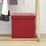 Tabouret de rangement pliable Rouge bordeaux PVC